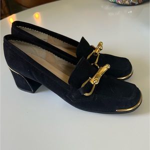 Vintage Suede Neiman Marcus Loafers with brass trim size 5.5